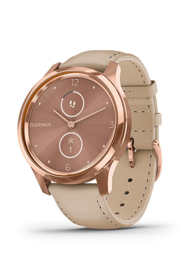 GARMIN vivomove Luxe Light Sand Leather / 18K Rose Gold PVD 010-02241-71